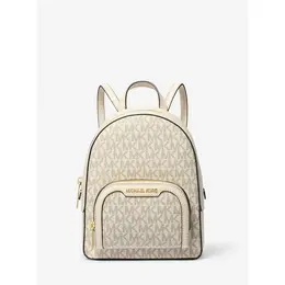 Сумка-рюкзак Michael Kors Рюкзак женский ванильный в монограмму маленького размера трансформер Michael Kors XS Jaycee Convertible Zip Backpack 35T2G8TB1B LT CRM MULTI, фактура зернистая, гладкая, перфорированная, рельефная, матовая, ванильный 102907781817