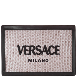 Versace Milano Raffia Clutch Bag 1015279-1a09445-natural+black-ruthe