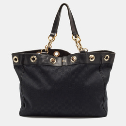 Gucci Black GG Canvas and Leather Positano Tote 1118514