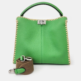 Fendi Green Leather Selleria Tote And Shoulder Bag 1117899