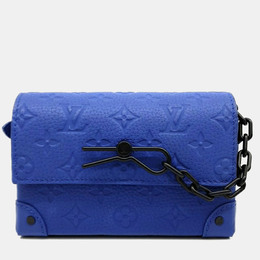 Louis Vuitton Blue Leather Steamer Wearable Wallet Bag 1117898