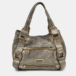 Jimmy Choo Metallic Grey Leather Mahala Tote 1118718