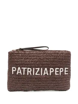 Patrizia Pepe logo-embroidered clutch bag 29061233