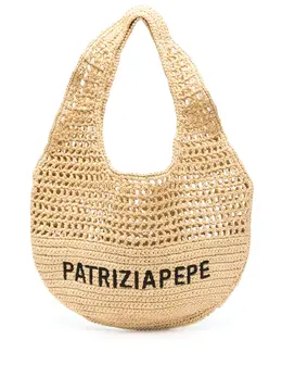 Patrizia Pepe logo-embroidered woven shoulder bag 29061220