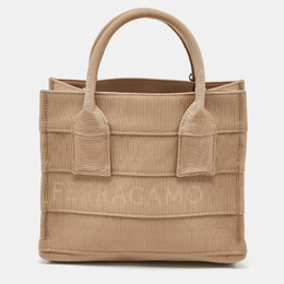 Salvatore Ferragamo Beige Signature Fabric Logo Small Tote 1119416