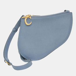 Christian Dior Light Blue Gray Leather Saddle Shoulder Bag 1119375