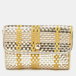 Kate Spade Tri Color Woven Laminated Leather and Fabric Paola Clutch 1119063