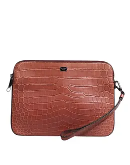 Dolce & Gabbana Bordeaux Croc Leather Logo Plaque Men Briefcase Bag bag4037