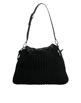 Dolce & Gabbana Black Cashmere Knitted Leather Shoulder Bag bag1654