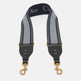 Christian Dior Navy Blue/Black Embroidered Canvas and Leather Adjustable Shoulder Bag Strap 1118558