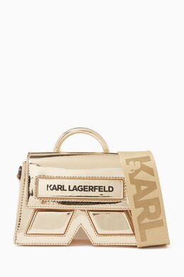 Karl Lagerfeld Ikon Top-handle Bag in Metallic Faux Leather 217994259_248