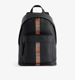 Рюкзак из зернистой кожи с фирменными полосками Paul Smith, черный r04389440 | black