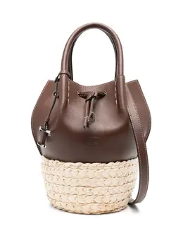Tod's mini straw leather bucket bag 29371683