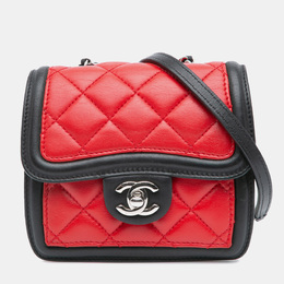 Chanel Red Mini Square Lambskin Graphic Flap Crossbody Bag 1122074