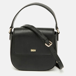 DKNY Black Leather Flap Shoulder Bag 1120791
