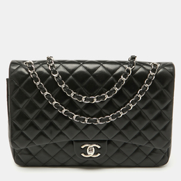 Chanel Black Quilted Leather Maxi Classic Double Flap Bag 1120882