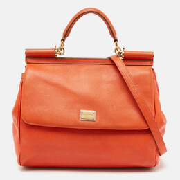 Dolce & Gabbana Orange Leather Large Miss Sicily Top Handle Bag 1120912