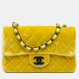 Chanel Yellow Mini Rectangular Classic Velvet Single Flap Bag 1122038
