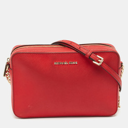 Michael Kors Red Leather Jet Set Camera Crossbody Bag 1123321