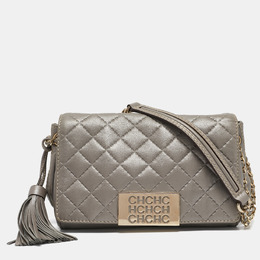 Carolina Herrera Grey Quilted Leather Bimba Tassel Shoulder Bag 1123967