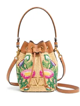 Valentino Garavani mini VLogo Signature embroidered bucket bag 25713217