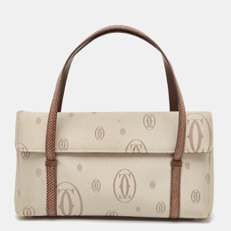 Cartier Brown/Grey Satin and Lizard Happy Birthday Cabochon Flap Bag 1121233