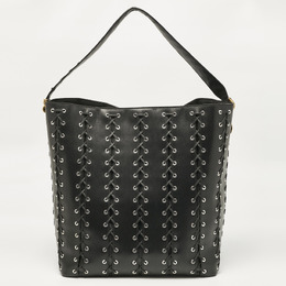 Stella McCartney Black Faux Leather Whipstitch Frayme Shopper Tote 1121303
