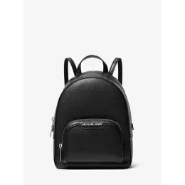 Рюкзак Michael Kors Женский черный кожанный классический рюкзачок с серебряной фурнитурой Michael Kors Jaycee XS Pebbled Leather Backpack 35T2S8TB1LB, фактура зернистая, перфорированная, рельефная, матовая, черный 4401030337