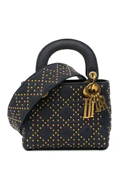 Christian Dior 2017 Mini Denim Cannage Studded Supple Lady Dior satchel 29561110