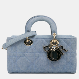 Christian Dior Blue Denim Macrocannage Small Lady D Joy Bag 1113936
