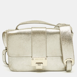 Jimmy Choo Gold Leather Rebel Flap Top Handle Bag 1121394