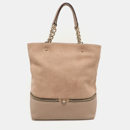 CH Carolina Herrera Beige Leather Zip Detail Chain Tote 1121589