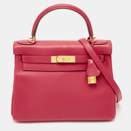 Hermes Rose Extreme Togo Leather Gold Finish Kelly Retourne 28 Bag 1121877