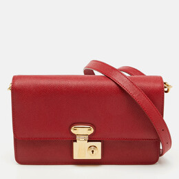 Dolce & Gabbana Red Leather Lock Flap Shoulder Bag 1123958