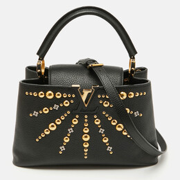 Louis Vuitton Black Leather Studded Sol Capucines PM Bag 1123968