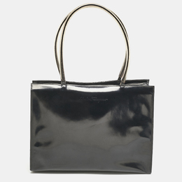Salvatore Ferragamo Black/Clear Patent Leather and PVC Satchel 1124191