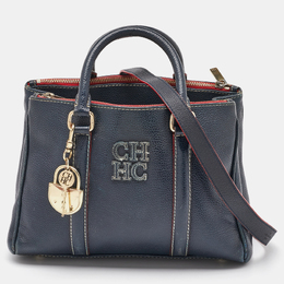 CH Carolina Herrera Navy Blue Leather Matteo Tote 1124887