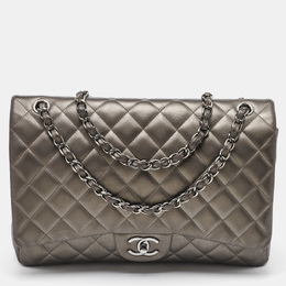 Chanel Grey Quilted Leather Maxi Classic Double Flap Bag 1125193