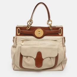 Balenciaga Cream/Brown Leather Lune Tote 1125277