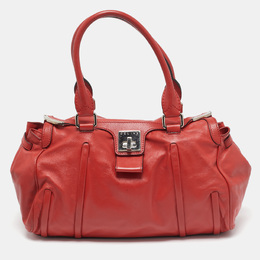 Celine Red Leather Turnlock Flap Satchel 1125357