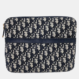 Christian Dior Blue Fabric Oblique Travel Kit Pouch Bag 1125459