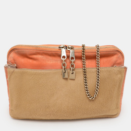 Chloe Beige/Peach Calf Hair and Suede Chain Shoulder Bag 1126527