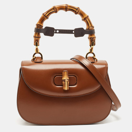 Gucci Brown Leather Small Bamboo 1947 Top Handle Bag 1125623