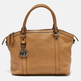 Gucci Choco Tan Leather Interlocking G Charm Satchel 1127183