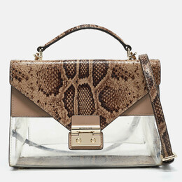 Michael Kors Beige Python Embossed Leather and PVC Sloan Top Handle Bag 1127238