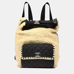 Chanel White Black Wool Nylon Backpack 1127531
