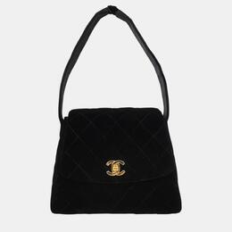 Chanel Black Velvet Shoulder Bag 1127556