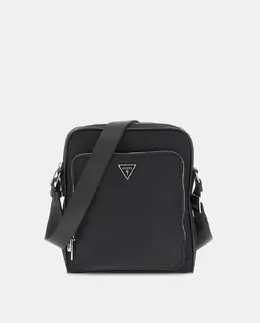 Мужская сумка через плечо с металлическим логотипом и передним карманом Guess, черный 7620837299168 | negro