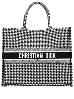 Christian Dior 2019 Large Canvas Houndstooth Embroidered Book tote bag 29638256