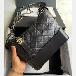 Chanel Black Aged Calfskin Quilted New Medium Gabrielle Hobo Bag 1119679